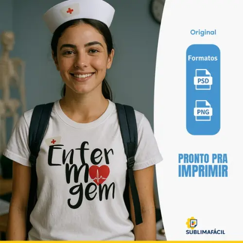Estampa Profissão Camiseta de Enfermeira - Arquivo Digital