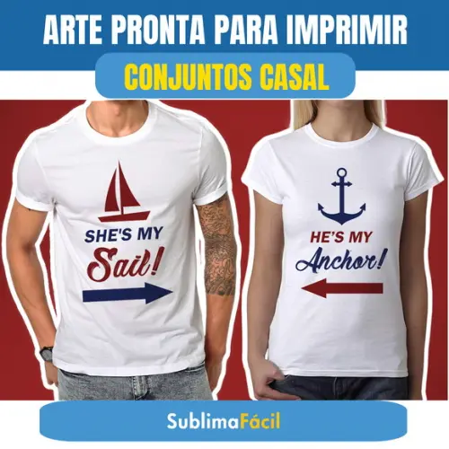 Estampas Conjunto Casal Namorados Sublimação para Camiseta