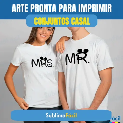 Estampas Conjunto Casal Namorados Sublimação para Camiseta
