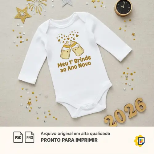 Estampas para Body Infantil Ano Novo 2026 (arquivo)