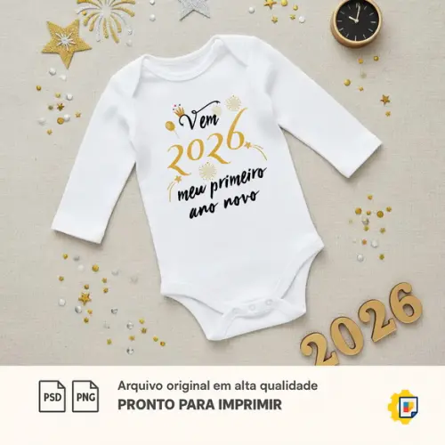 Estampas para Body Infantil Ano Novo 2026 (arquivo)