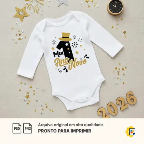 Estampas para Body Infantil Ano Novo 2026 (arquivo)