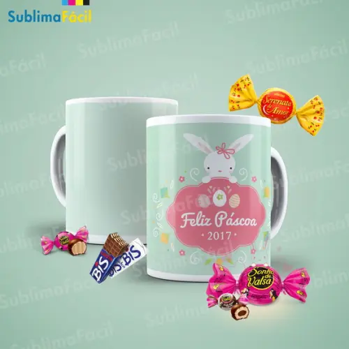 Pack com 12 Artes para Sublimação de Caneca de Páscoa