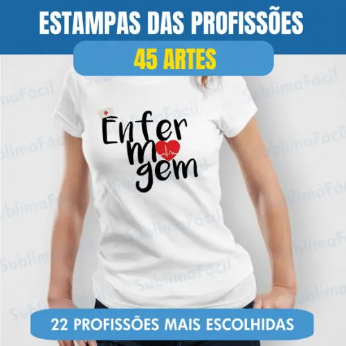 Pack de Estampas das Profissões para Sublimação (50 Modelos)
