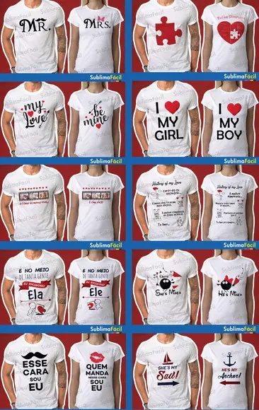 Pack de Estampas para camisetas Tema Dia dos Namorados
