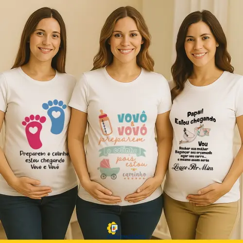 Pack Estampa Divertida - Camiseta Grávida