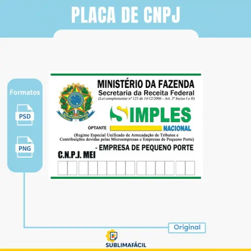 Placa Cnpj Digital para Impressão - Categoria Simples