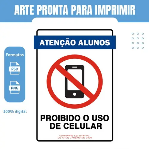 Placa de Aviso Proibido Uso de Celular (arte Digital)
