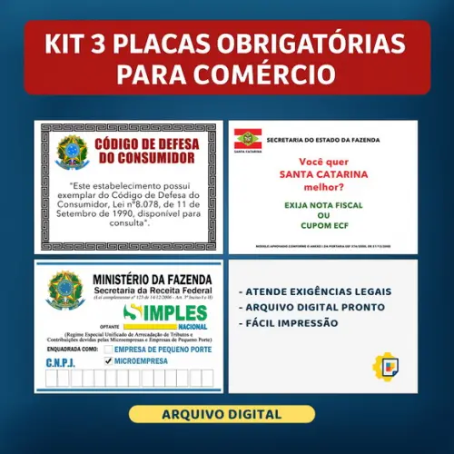 Placas Obrigatórias Comércio (arquivo Digital Cnpj/cdc)