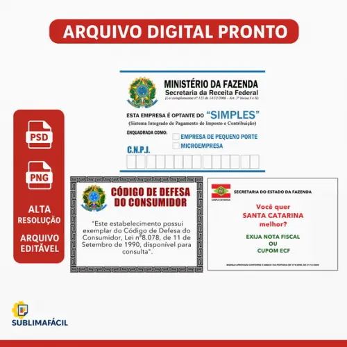Placas Obrigatórias Comércio (arquivo Digital Cnpj/cdc)
