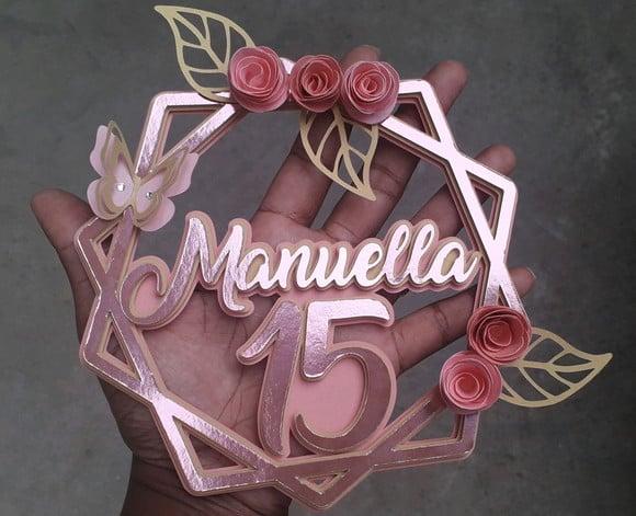 Topo de Bolo/cake Topper Geométrico 15 Anos