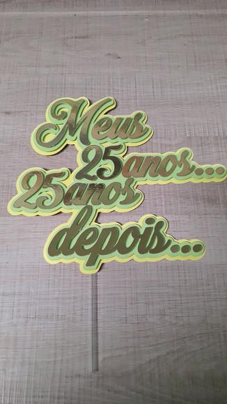 Topo de Bolo/cake Topper Dourado com Cores Neon 50 Anos
