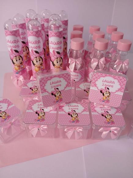 Kit Festa Personalizado Chá de Bebê - Minnie Baby -30 Peças