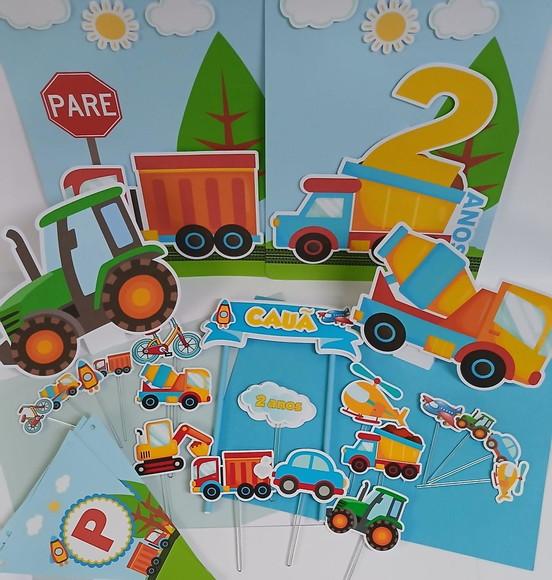 Kit Festa Só Um Bolinho Meios de Transportes,carros,tratores