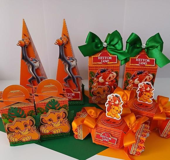 Kit Festa Personalizado Luxo Rei Leão - 20 Peças