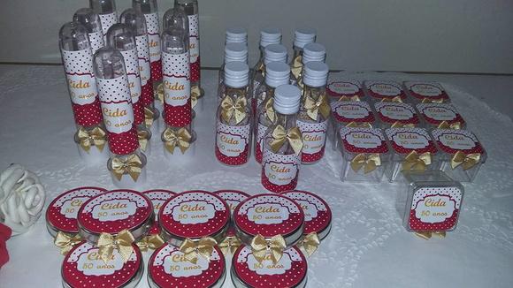 Kit Festa Personalizado Vermelho e Branco 50 Anos- 40 Peças