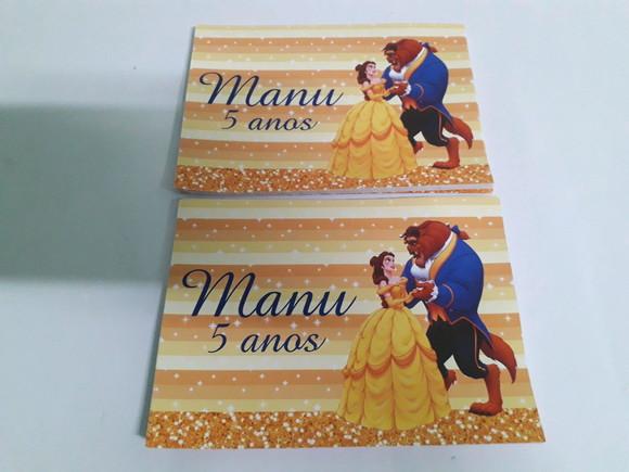 Rótulo Adesivo para Maleta Kit Festa a Bela e a Fera