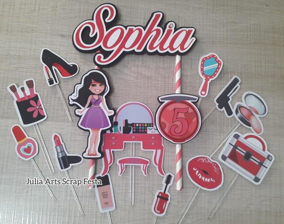 Topo de Bolo/Cake Topper Maquiagem