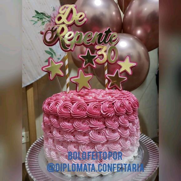 Topo de Bolo/Cake Topper De Repente 30 Dourado