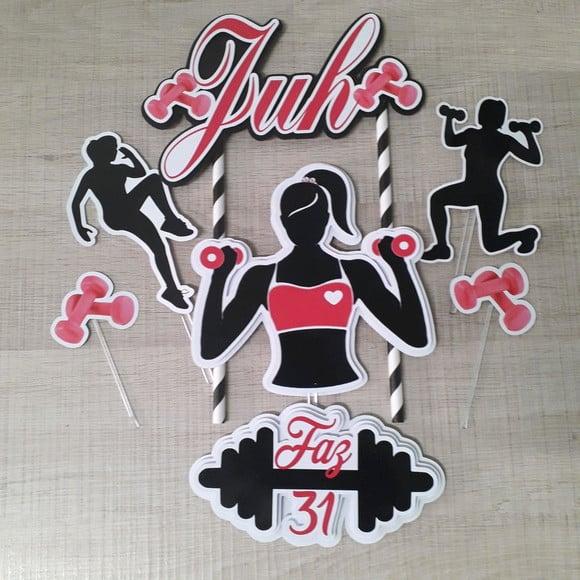 Topo de Bolo/cake Topper Academia Feminino