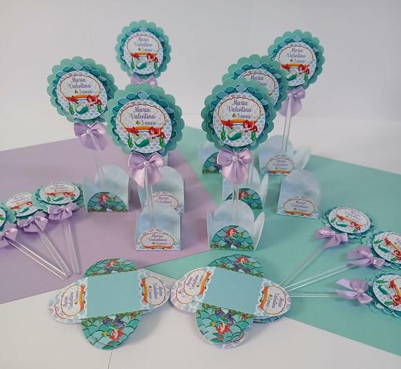 Kit Festa Toppers e Forminhas para Doces Pequena Sereia