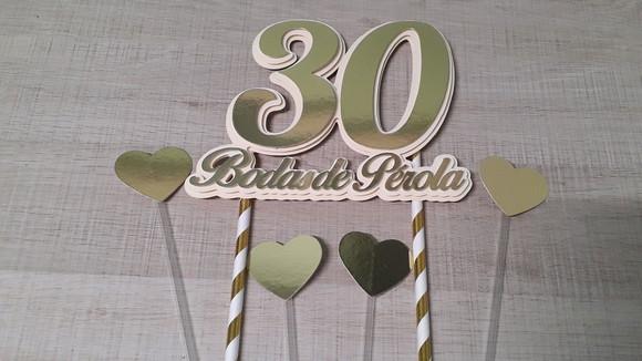 Topo de Bolo/Cake Topper Bodas de Pérola