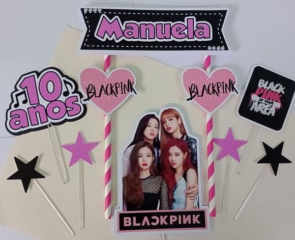 Topo de Bolo/Cake Topper Black Pink