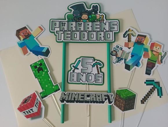 Topo de Bolo/cake Topper Minecraft