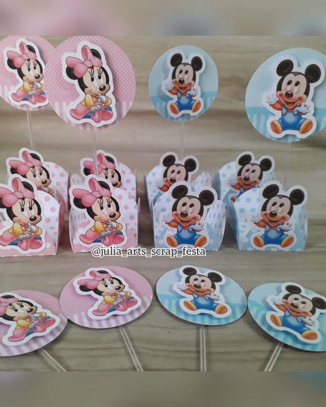 Toppers e Forminhas para Doces Chá Revelação Minnie e Mickey