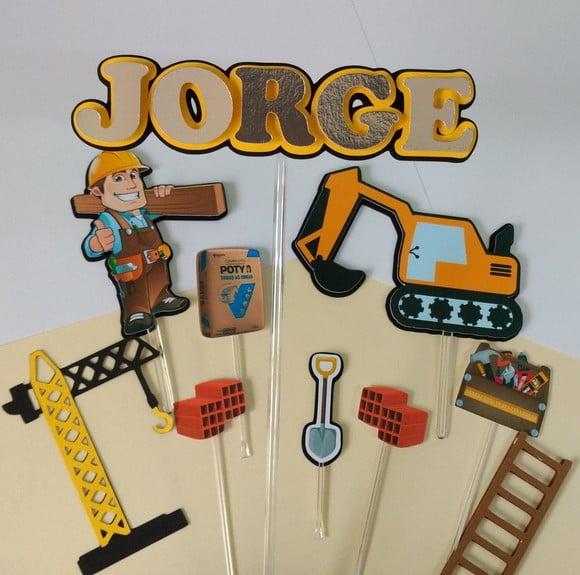 Topo De Bolo/cake Topper Construção