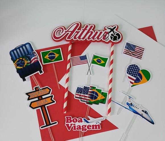 Topo de Bolo/cake Topper Viagem