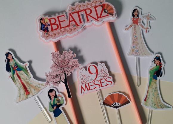 Topo de Bolo/cake Topper Princesa Mulan