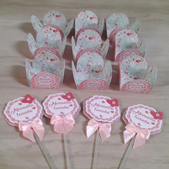 Kit Festa Toppers e Forminhas para Doces Jardim Encantado