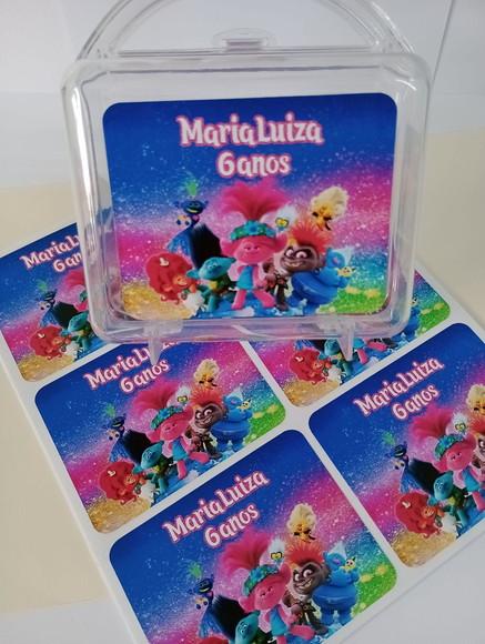 Rótulo Adesivo para Maleta Acrílica -trolls