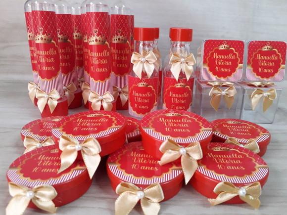 Kit Personalizado - 40 Peças - Realeza Vermelho e Dourado