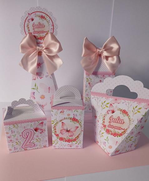 Kit 25 Caixas Personalizadas Jardim das Borboletas