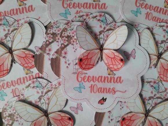 Tag Personalizada para Sacola Tema Borboletas
