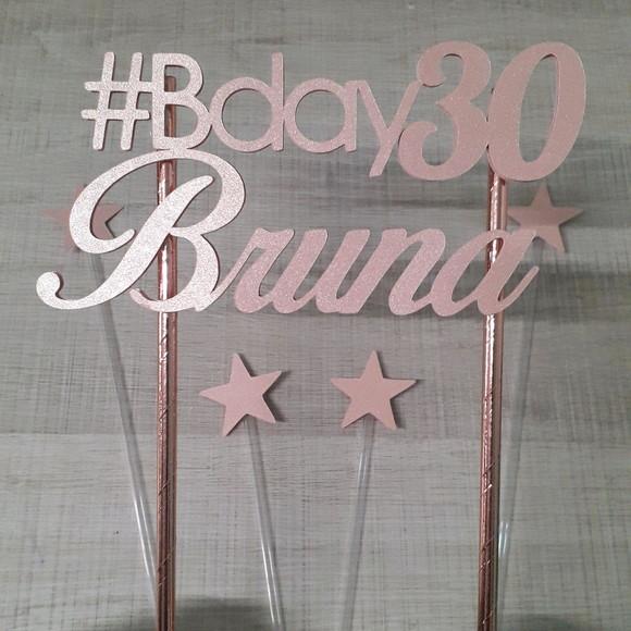 Topo de Bolo/cake Topper Bday Rose Gold