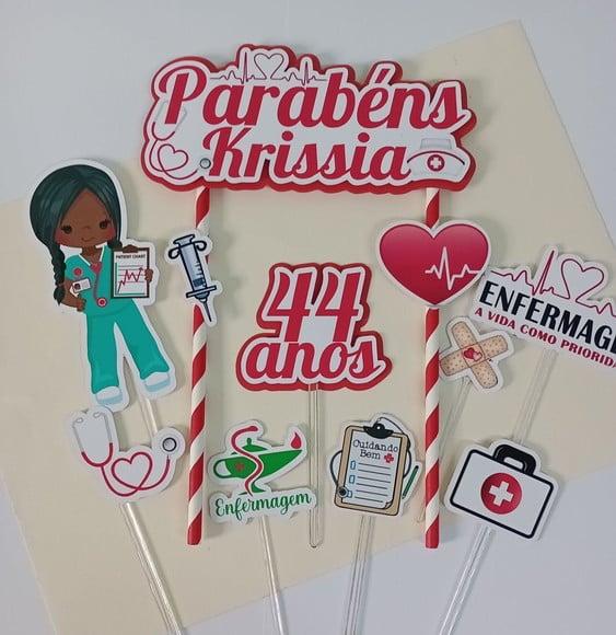 Topo de Bolo/cake Topper Enfermeira 2
