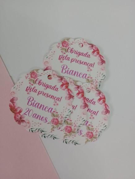 Tag de Agradecimento Personalizada Floral