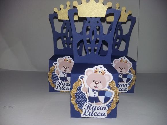 Caixa Cadeira Personalizada Scrap Ursinho Realeza
