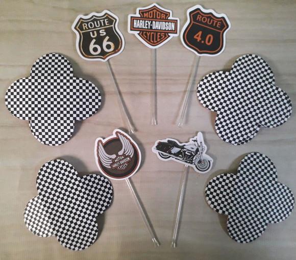 Kit Festa Toppers e Forminhas para Doces Harley