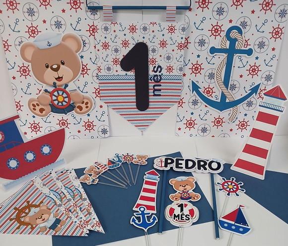 Kit Festa Só Um Bolinho Ursinho Marinheiro