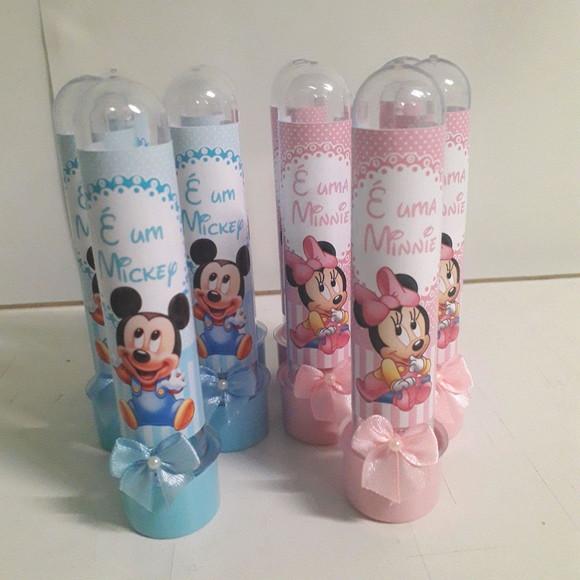 Tubetes Personalizados Minnie Baby e Mickey Baby