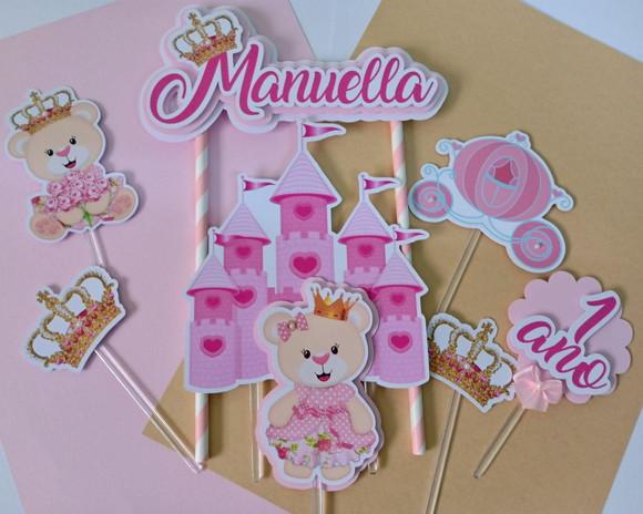 Topo de Bolo/cake Topper Ursinha Princesa