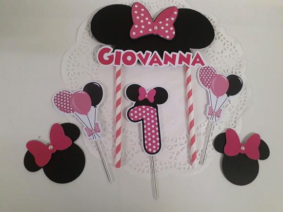 Topo de Bolo/cake Topper Orelhas Minnie Rosa