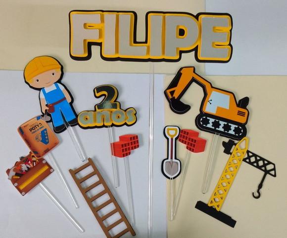 Topo de Bolo/cake Topper Construção 2