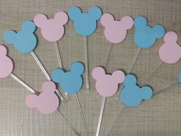 Toppers Para Docinhos Chá Revelação Minnie e Mickey