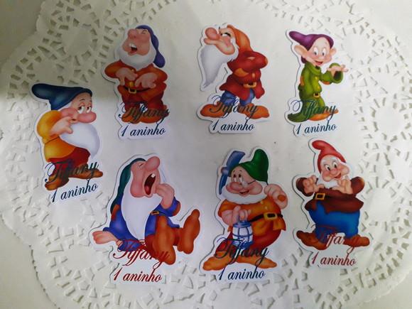Apliques para Tubetes Branca de Neve e os Seres Anões