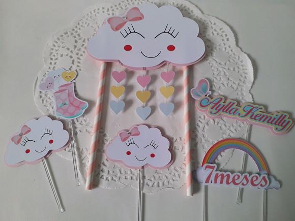 Topo de Bolo/Cake Topper Chuva de Bençãos/Amor 3